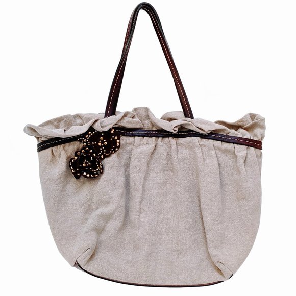 Vintage Moschino Structured Canvas and Leather Tote Bag - Picture 4 of 15